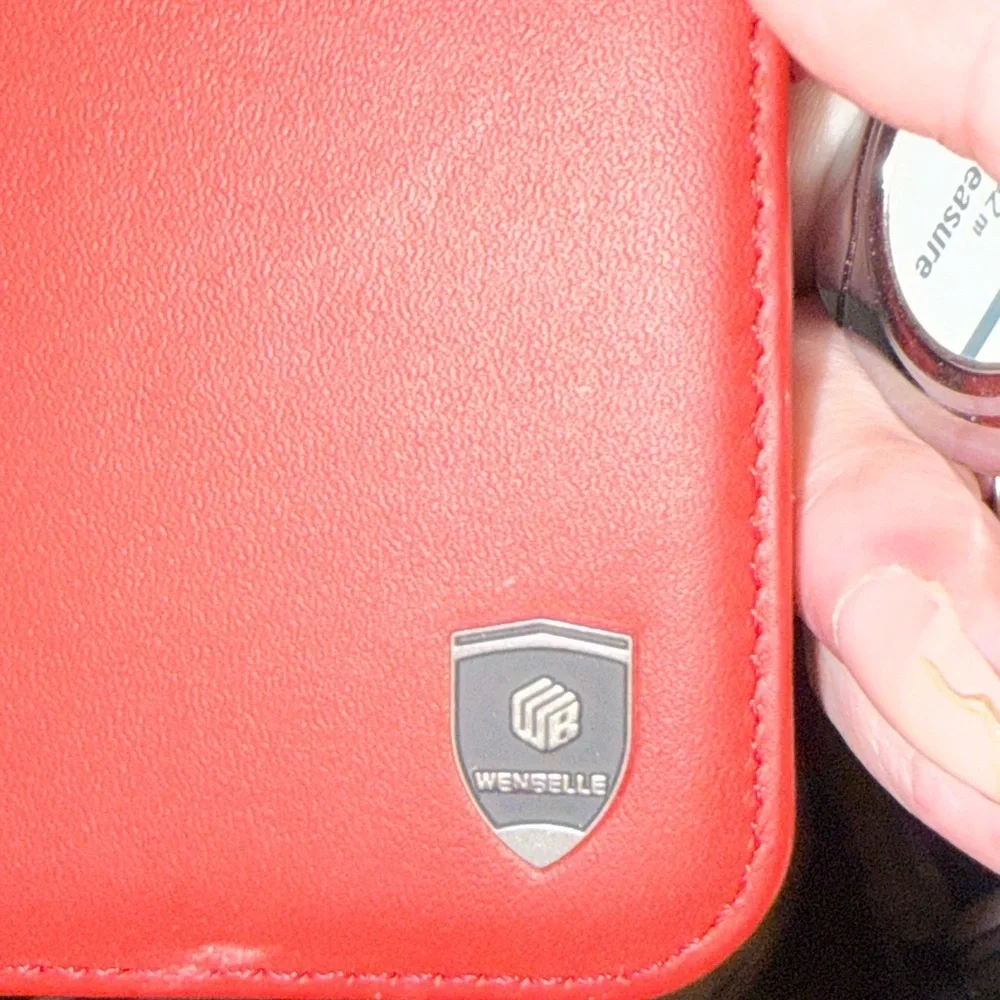 WENSELLE Luxury Red Leather Wallet Phone Case with MagSafe & Card Slots
